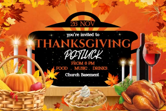 Thanksgiving Potluck Dinner Poster Template | PosterMyWall