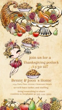 Thanksgiving Potluck House Party Invitation Instagram Story template
