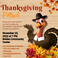 Marrón Thanksgiving Potluck Invitation Instagram-bericht Template