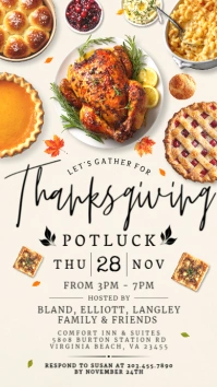 Thanksgiving Potluck Party Invite Template Digital Display (9:16)