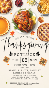White Thanksgiving Potluck Display digitale Template