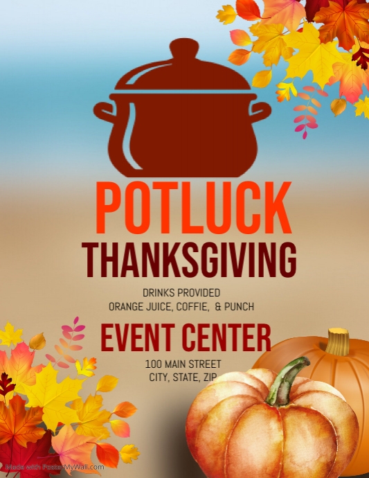 Thanksgiving Potluck Template PosterMyWall Thanksgiving Potluck Template PosterMyWall