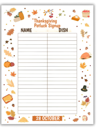Thanksgiving Potluck Sign-up  Flyer (us Letter) template