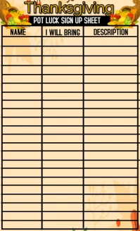Thanksgiving potluck sign up sheet design Legale USA template