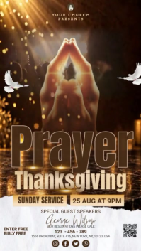 棕色 Thanksgiving Prayer Service เรื่องราวบน Instagram Template