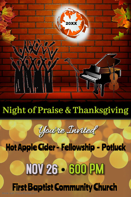 thanksgiving program/worship/church/school Template | PosterMyWall