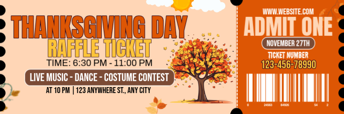 Turkey Raffle Template Thanksgiving Raffle Ticket Template | PosterMyWall