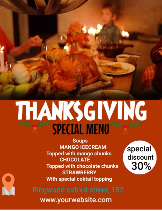 Thanksgiving Restaurant flyer template | PosterMyWall