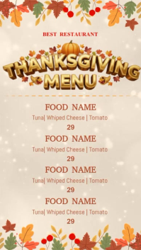 Thanksgiving Resto Menu List Instagram Reel template
