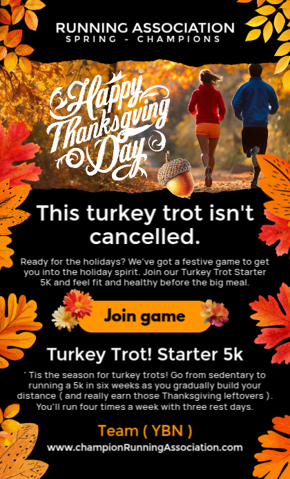 Jogging Mail Thanksgiving Running Email Template | PosterMyWall