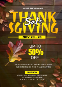 สีน้ำตาล Thanksgiving Sale A6 Template