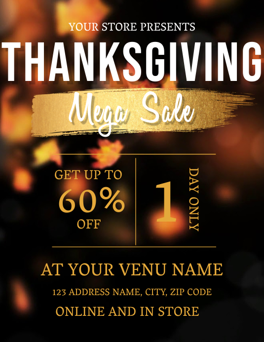 Thanksgiving Sale Flyer Template 传单(美国信函)