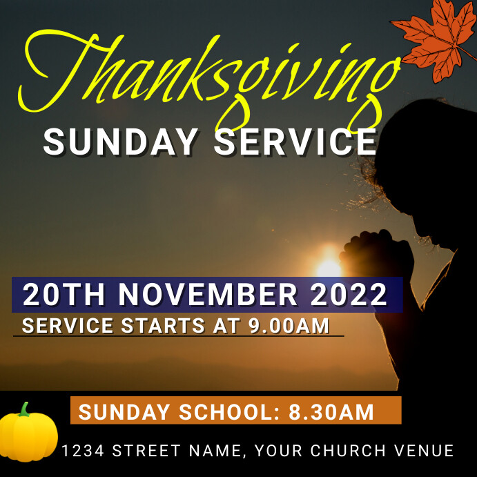 Thanksgiving Service, happy thanksgiving Square (1:1) template