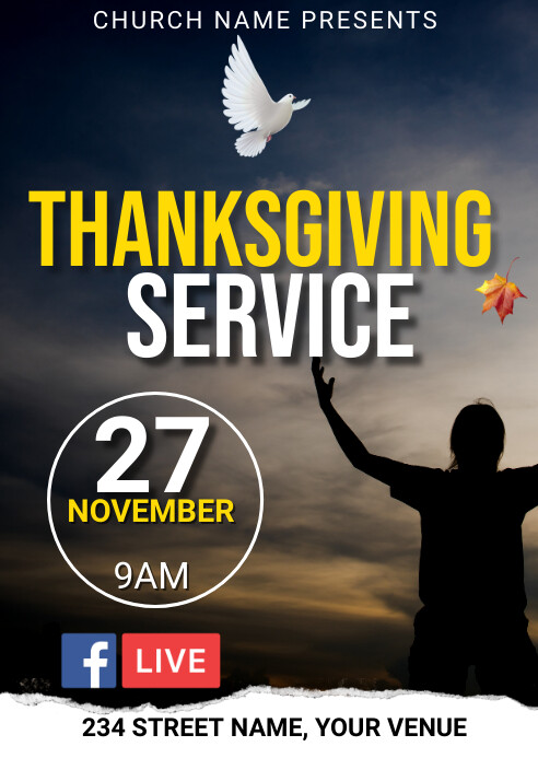 thanksgiving service, church Template A6
