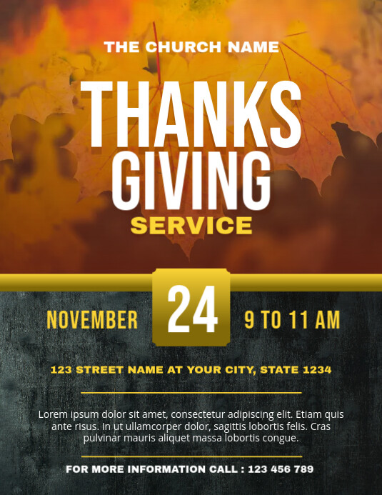 Thanksgiving Service Church Flyer ใบปลิว (US Letter) template