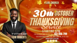Orange Thanksgiving Church Service Display digitale Template