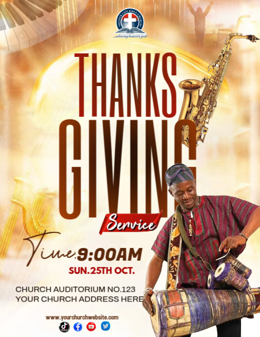 THANKSGIVING SERVICE Flyer (US Letter) template