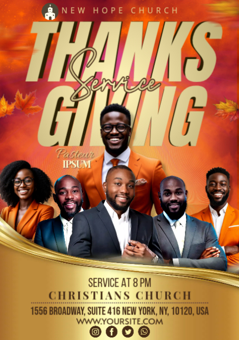 Orange Thanksgiving Service A2 Template | PosterMyWall