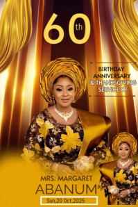 Orange 60th Birthday Celebration Ihluzo le-Pinterest Template