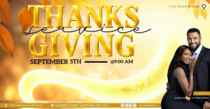 Yellow Church Thanksgiving Service Facebook Shared Image Template