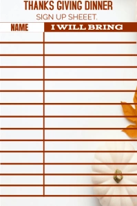Thanksgiving sign up sheet design Pinterest Graphic template