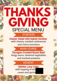 Thanksgiving Special Menu A4 template