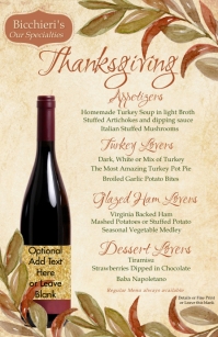 Thanksgiving Specialty Menu Easy Edit Tabloid (Таблоид) template