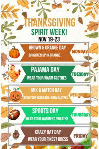 Thanksgiving spirit week flyer Pinterest Graphic template
