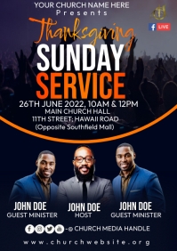 Black Thanksgiving Sunday Service A4 Template