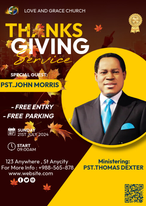 Thanksgiving Sunday Service A4 template