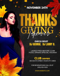 Preto Thanksgiving Nightclub Event Poster/muurbord Template