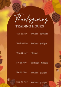 Thanksgiving trading hours design template A4