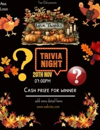 thanksgiving trivia night invitation flyer template