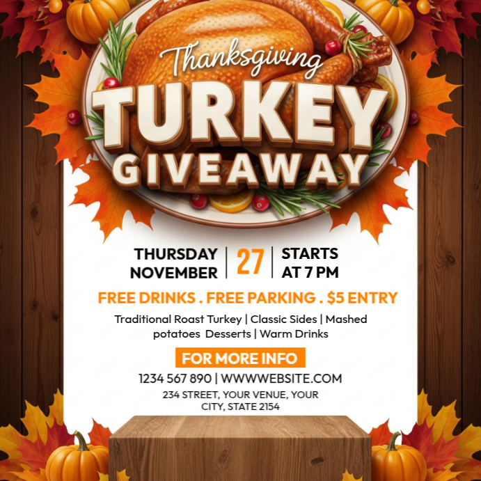 Copy of Thanksgiving Turkey Giveaway | PosterMyWall