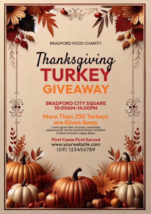 Turkey Raffle Template Thanksgiving Turkey Giveaway Flyer Template | PosterMyWall