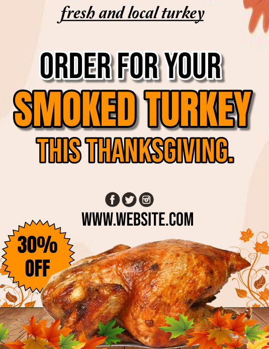 Thanksgiving turkey sale flyer template