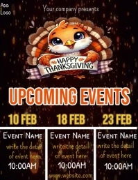 thanksgiving upcoming event schedule flyer Folheto (US Letter) template