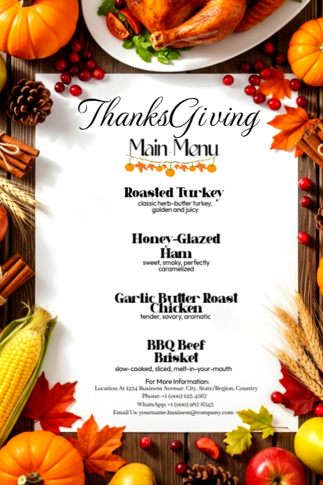 Copy of Thanksgiving Vintage Main Menu Display | PosterMyWall