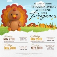 thanksgiving weekend schedule ad design template Quadrado (1:1)