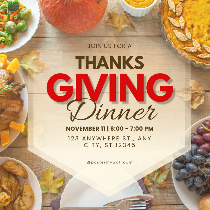Thanksiving Dinner Instagram Post Template | PosterMyWall
