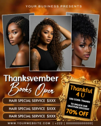 Thanksvember Hair Service Sale Flyer | Black Friday Beauty Discount Template Instagram Portrait