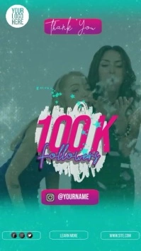 Thankyou 100k followers template mobile video Digitalanzeige (9:16)
