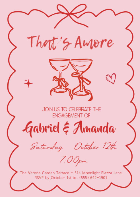 That's Amore Engagement Party Invitation A6 template