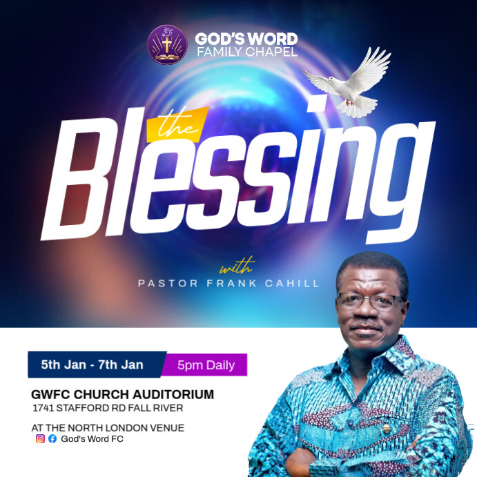 the blessing church flyer Instagram Post template