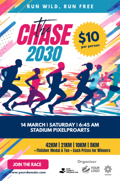 The Chase Fun Run Poster Template | PosterMyWall