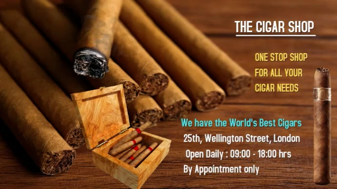 Plantilla de The Cigar Shop 16:9 Video Display | PosterMyWall