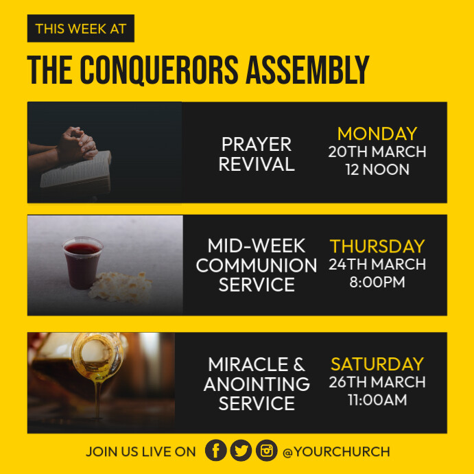 The Conquerors Assembly Event Poster template