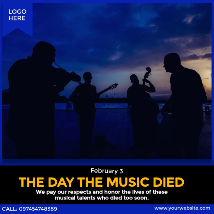 The Day the Music Died Instagram Post template