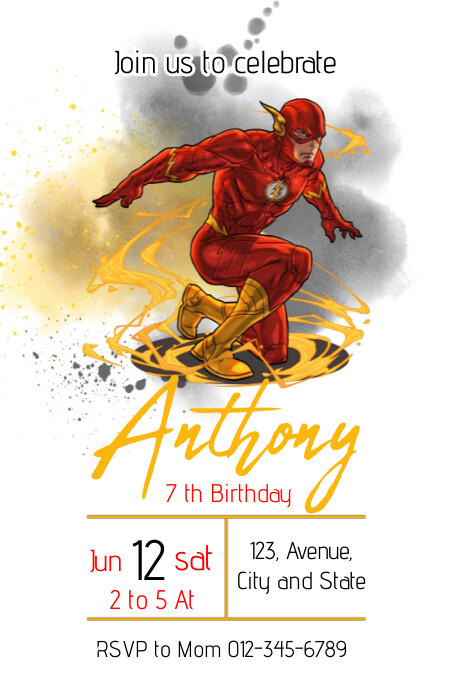 Copy of The Flash Watercolor Birthday Template | PosterMyWall