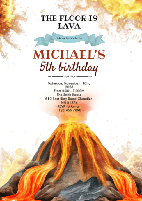 Plantilla de The Floor is Lava party invitation | PosterMyWall